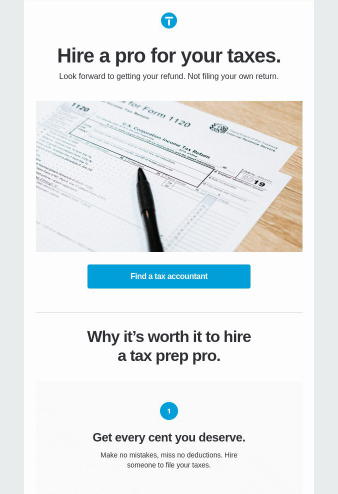 Tax Day email campaign